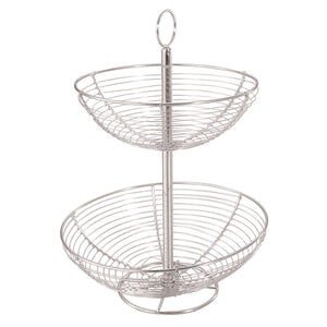 Home Basics 2 Tier Chrome Plated Steel Fruit Basket with Handle $10 EACH, CASE PACK OF 8