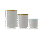 Load image into Gallery viewer, Home Basics Wave 3 Piece Ceramic Canister Set With Bamboo Tops, White $20.00 EACH, CASE PACK OF 3
