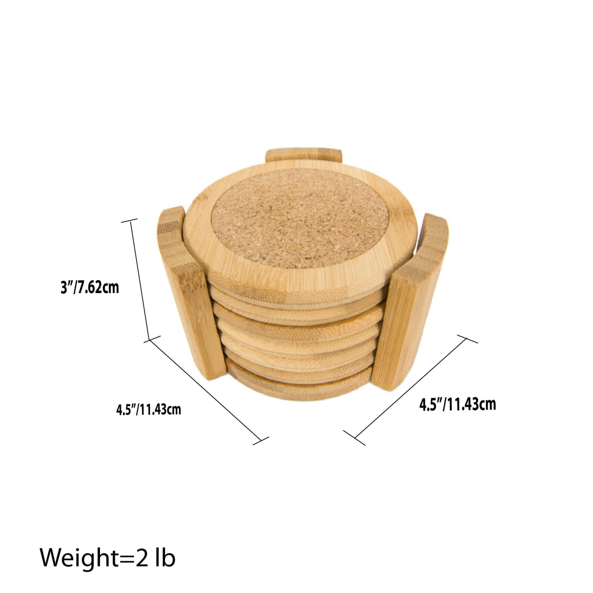 Home Basics 4.5" Bamboo Coaster Set, (Pack of 6) with Holder, Natural $7.00 EACH, CASE PACK OF 12