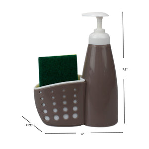 Home Basics Soap Dispenser with Perforated Sponge Holder, Grey $3.00 EACH, CASE PACK OF 24