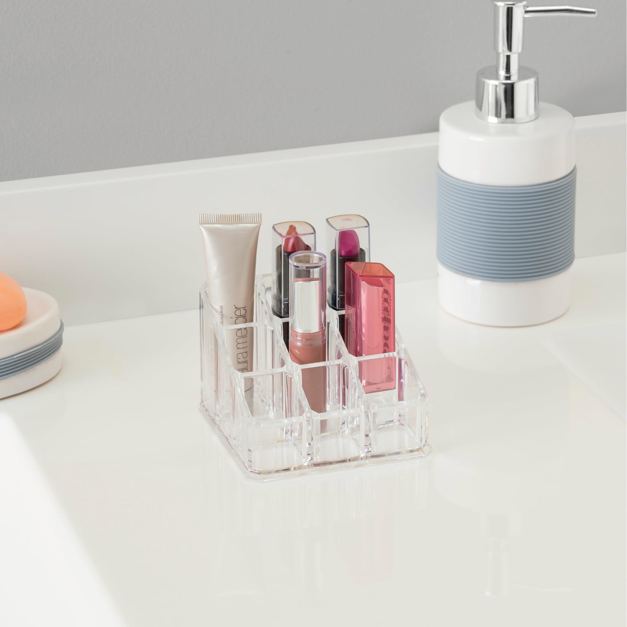 Home Basics Small 9 Compartment Plastic Cosmetic Organizer, Clear $2.50 EACH, CASE PACK OF 12