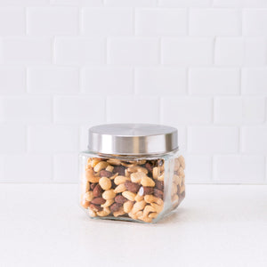 Home Basics Glass Square Canister with Steel Lid $2.00 EACH, CASE PACK OF 24