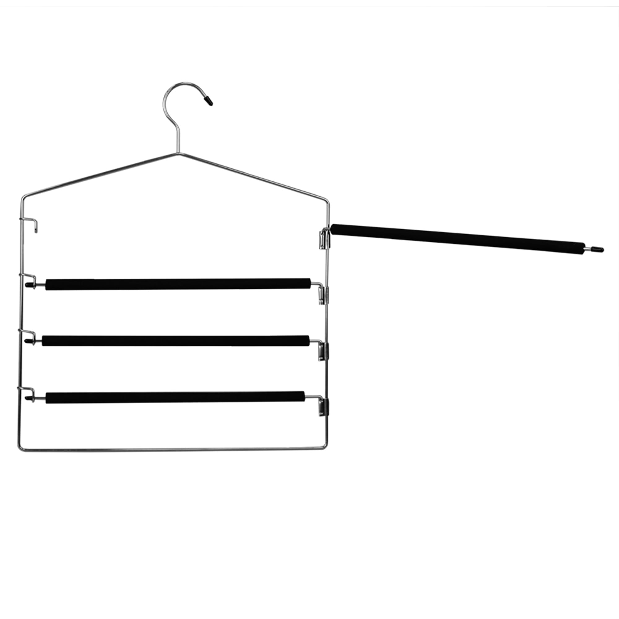 Home Basics 4 Tier Swinging Arm  Steel Pants Hanger with Soft Grip Foam Coated Rods, Black $5 EACH, CASE PACK OF 24