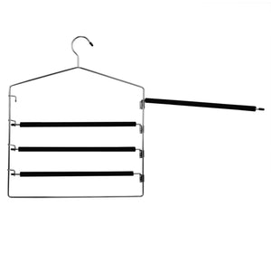 Home Basics 4 Tier Swinging Arm  Steel Pants Hanger with Soft Grip Foam Coated Rods, Black $5 EACH, CASE PACK OF 24