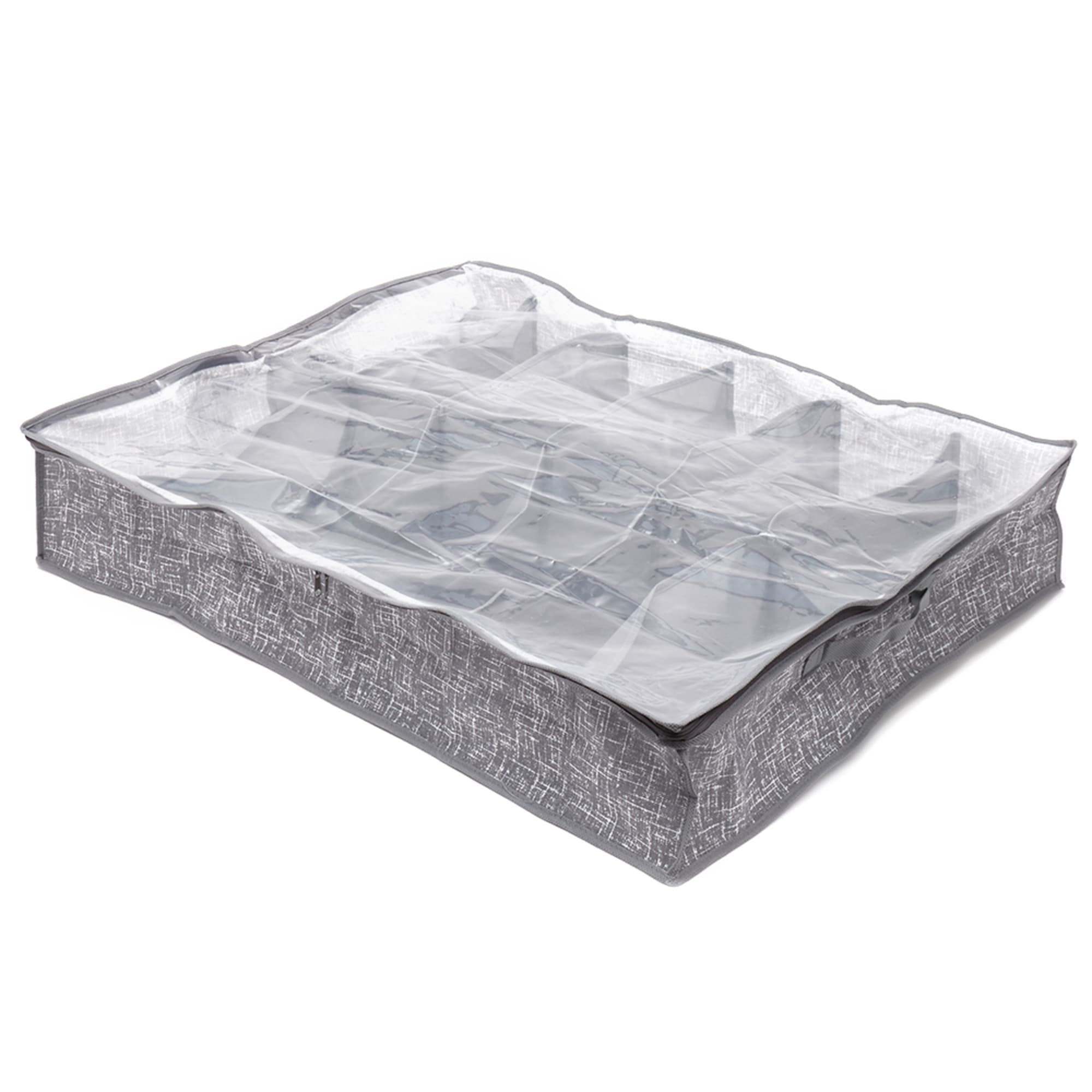 Home Basics Graph Line Non-Woven 12 Pair Under the Bed Shoe Organizer with Clear Top, Grey $5.00 EACH, CASE PACK OF 12