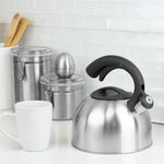 Load image into Gallery viewer, Home Basics 2.5 Liter Easy Pour Whistling Brushed Stainless Steel Tea Kettle, Silver $10.00 EACH, CASE PACK OF 6
