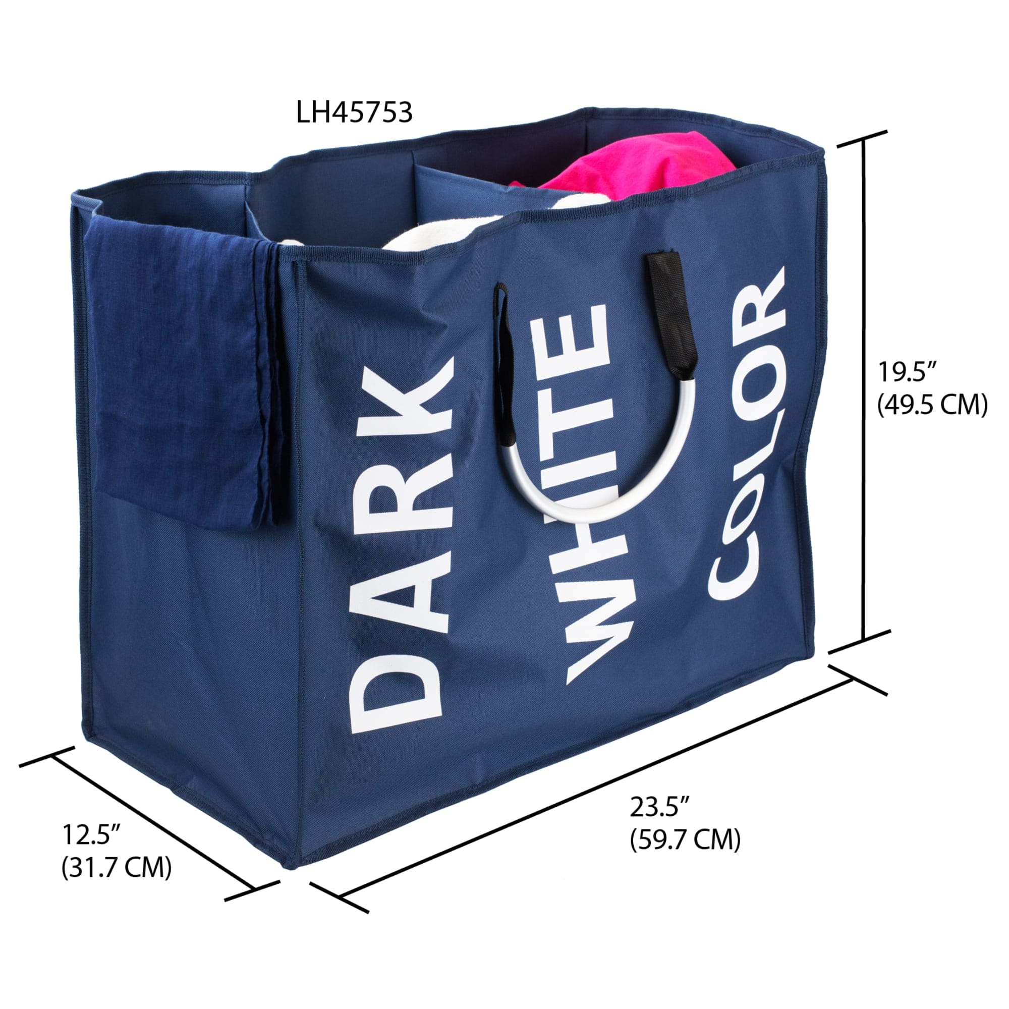 Home Basics Triple Canvas Laundry Sorter with Aluminum Handles, Navy $12.00 EACH, CASE PACK OF 12