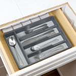 Load image into Gallery viewer, Home Basics Plastic Flatware Organizer with Rubber Liner, Light Grey $5.00 EACH, CASE PACK OF 12
