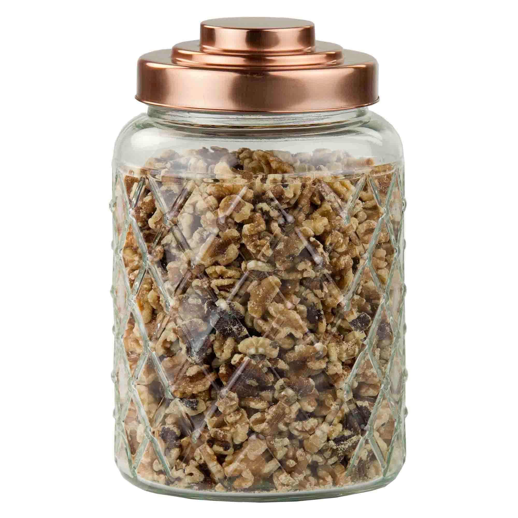 Home Basics Medium 3.4 Lt Textured Glass Jar with Gleaming Air-Tight Copper Top $6.00 EACH, CASE PACK OF 6