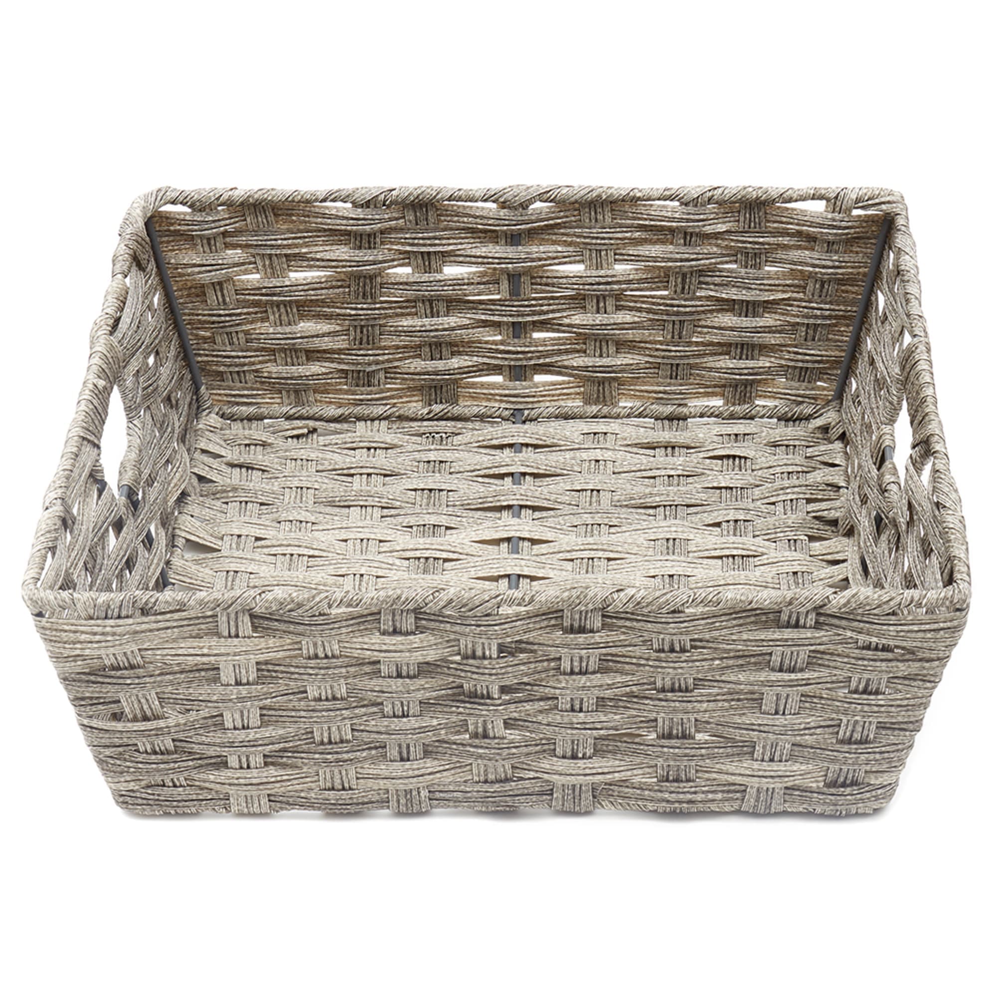 Home Basics Large Faux Rattan Basket with Cut-out Handles, Grey $10.00 EACH, CASE PACK OF 6
