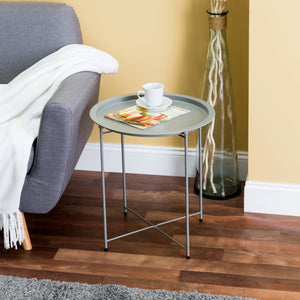 Home Basics Foldable Round Multi-Purpose Side Accent Metal Table, Matte Grey $15.00 EACH, CASE PACK OF 6