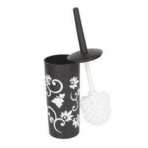 Home Basics Floral Printed 7 Piece Plastic Bath Accessory Set, Black $10.00 EACH, CASE PACK OF 6