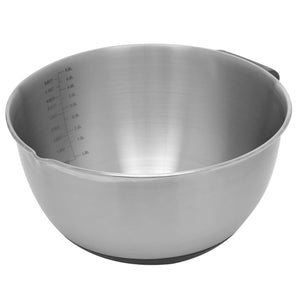 Home Basics 5 Qt. Stainless Steel Mixing Bowl with Measurements, Non-Skid Bottom, Handle and Pour Spout $6.00 EACH, CASE PACK OF 12