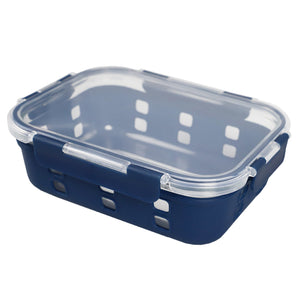Michael Graves Design Rectangle X-Large 51 Ounce High Borosilicate Glass Food Storage Container with Plastic Lid, Indigo $10.00 EACH, CASE PACK OF 12