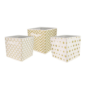 Home Basics Metallic Storage Bin, Gold