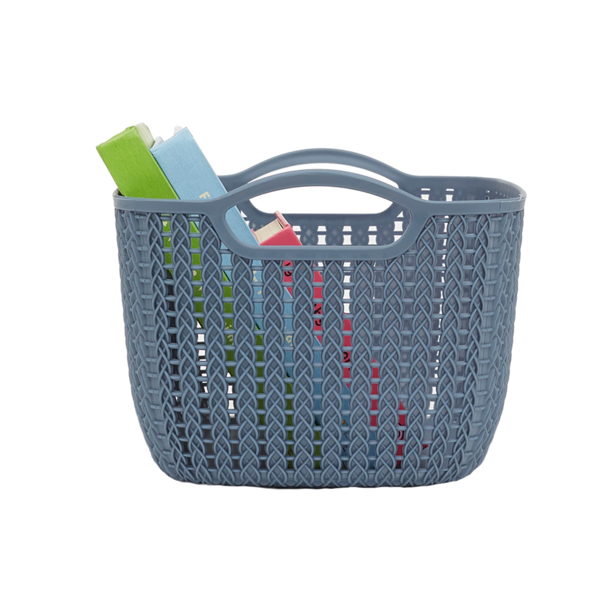 Home Basics 6L Crochet-Designed Plastic Basket, Blue $3.00 EACH, CASE PACK OF 24