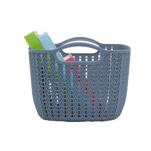 Home Basics 6L Crochet-Designed Plastic Basket, Blue $3.00 EACH, CASE PACK OF 24