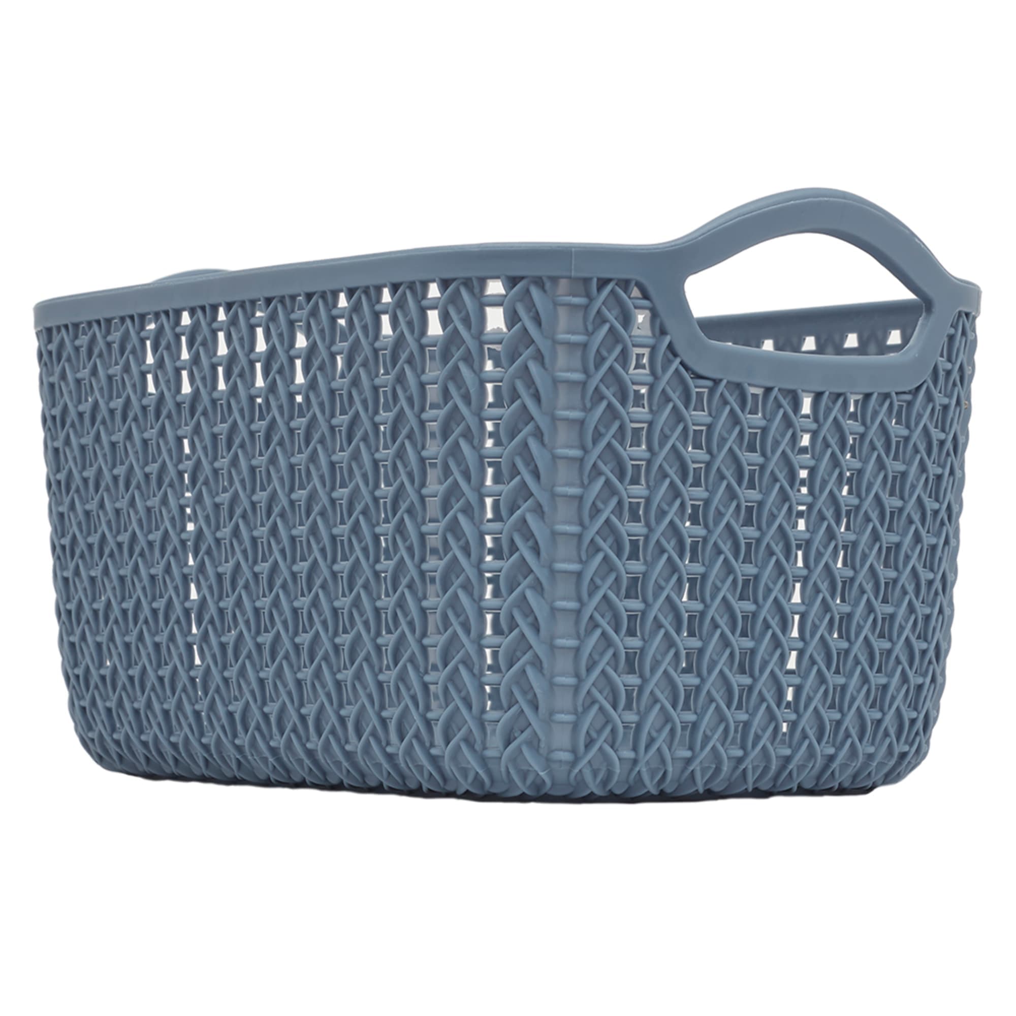 Home Basics 3L Crochet-Designed Plastic Basket, Blue $2.00 EACH, CASE PACK OF 24