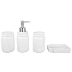 Load image into Gallery viewer, Home Basics 4 Piece Ceramic Mason Jar Bath Set, White $10.00 EACH, CASE PACK OF 6

