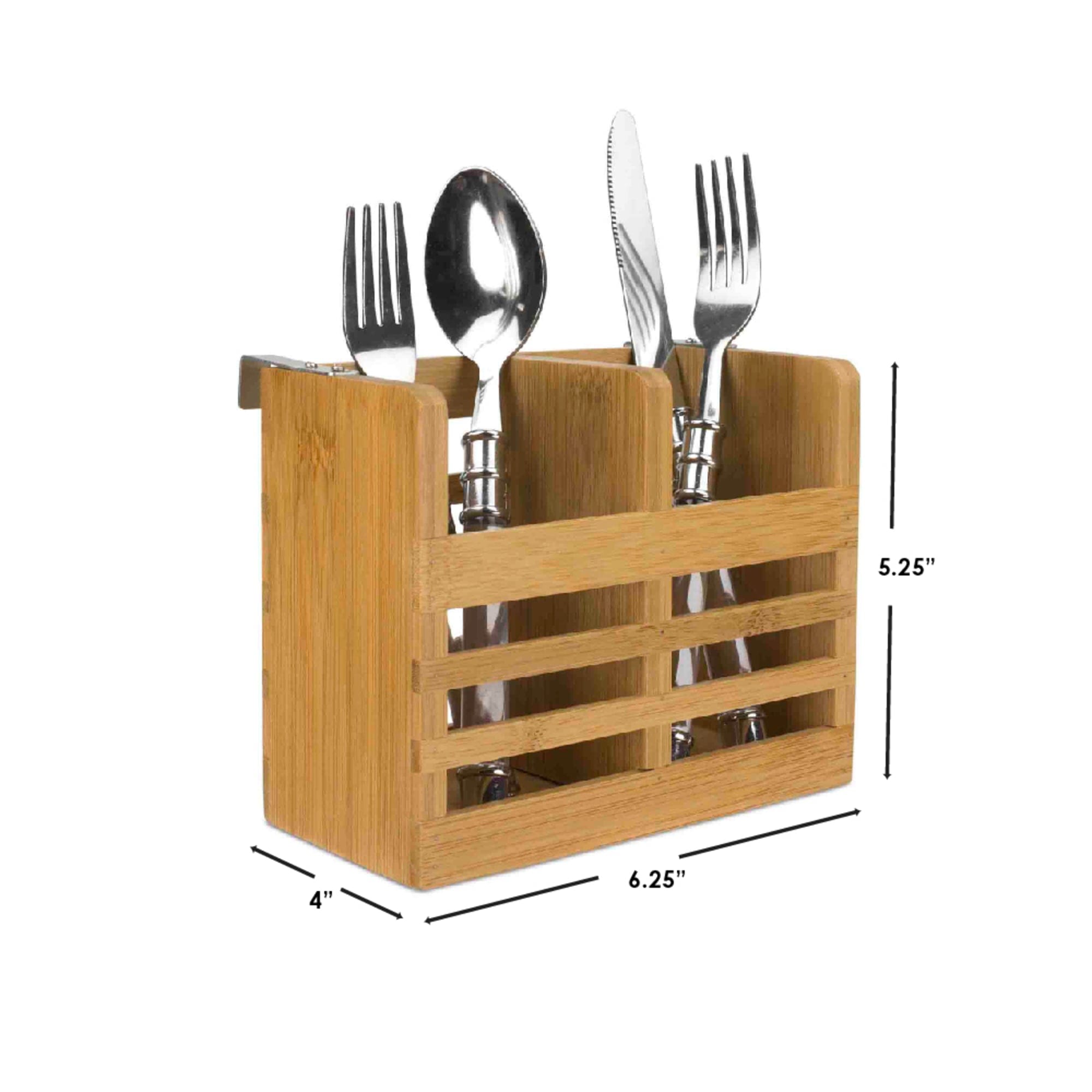 Home Basics Bamboo Utensil Holder With Built-In Hooks, Natural $6.00 EACH, CASE PACK OF 12