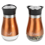 Load image into Gallery viewer, Home Basics 2  Steel Salt and Pepper Set with See-Through Glass Base, Copper - Assorted Colors
