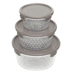 Load image into Gallery viewer, Home Basics Crystal 3 Piece Round Food Storage Containers with Locking Lids, 18.59 oz, 33.81  oz, 57.48 oz $4 EACH, CASE PACK OF 12
