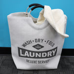 Load image into Gallery viewer, Home Basics Deluxe Service Wash Dry Fold Canvas Laundry Tote with Soft Grip Padded Aluminum Handles, Grey $12 EACH, CASE PACK OF 6
