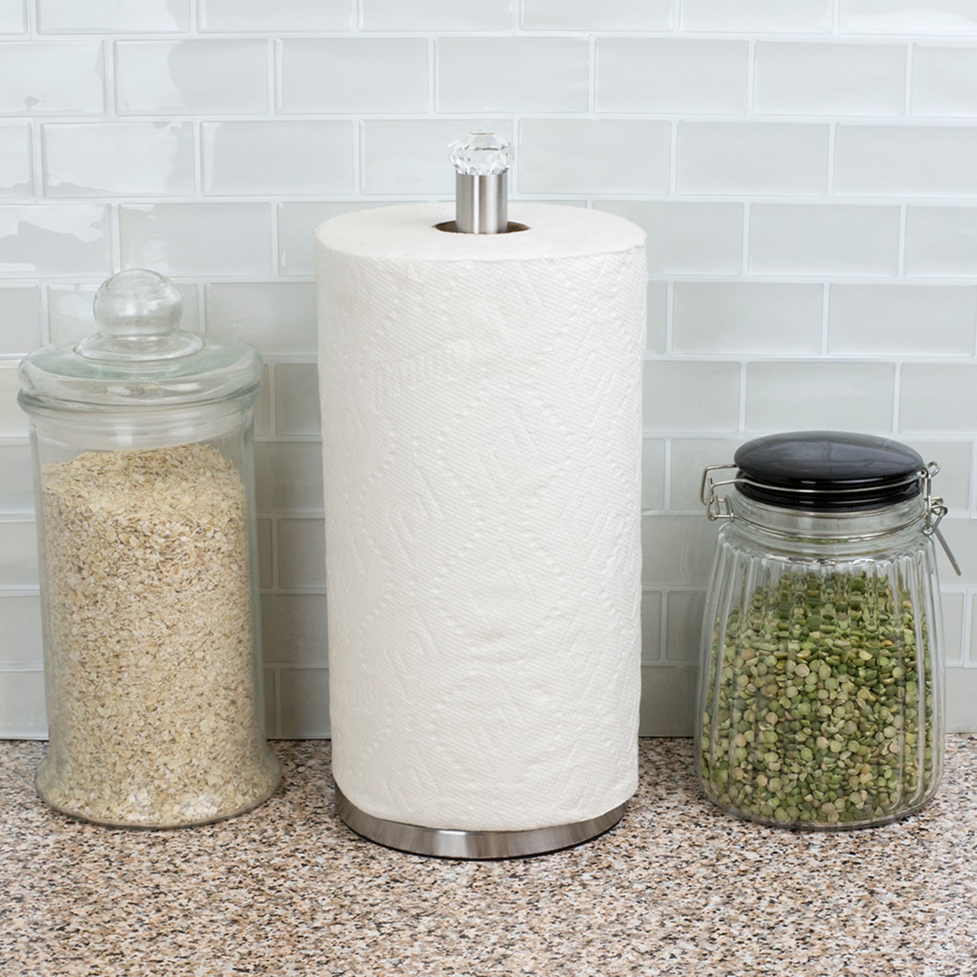 Freestanding Paper Towel Holder with Weighted Faux Marble Base
