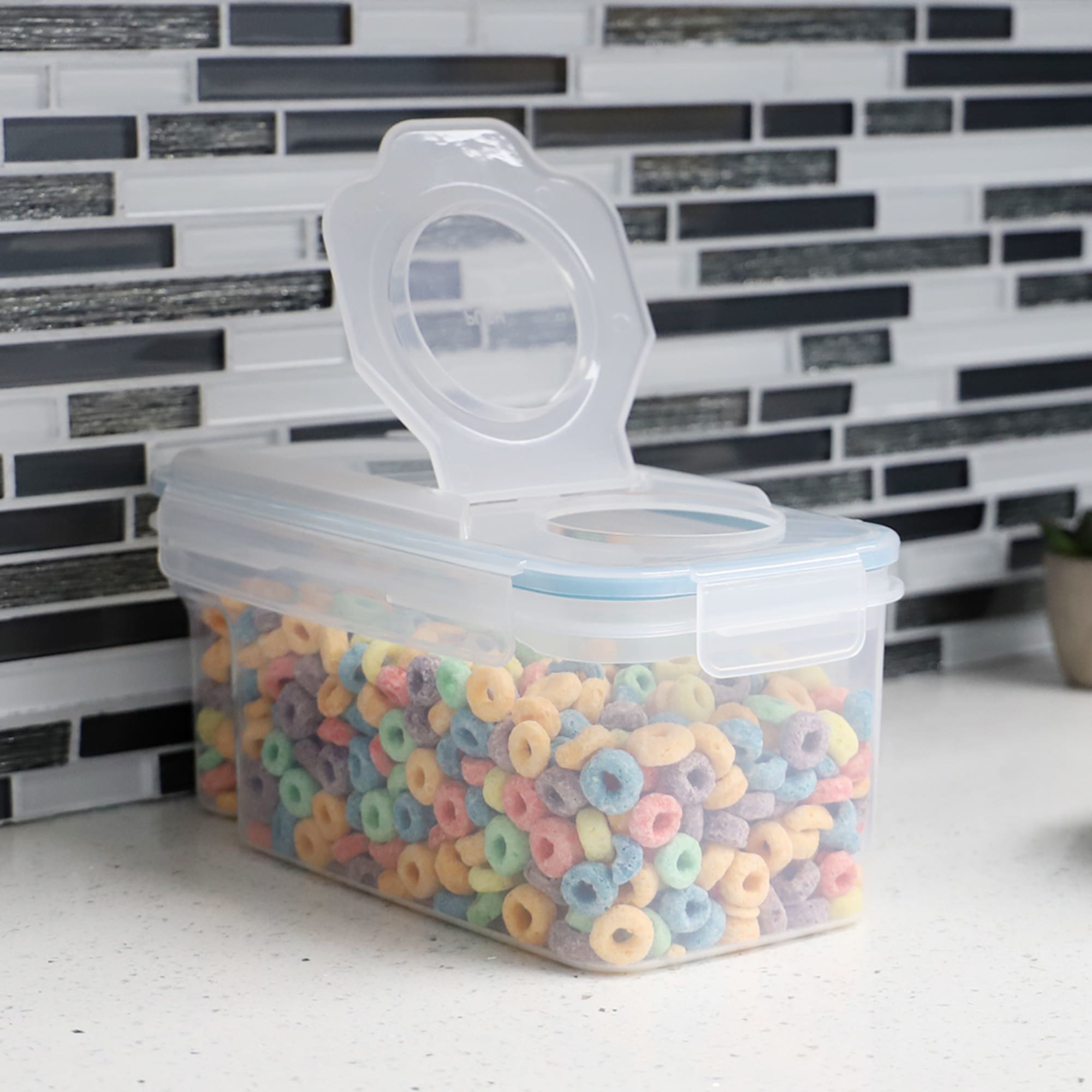 Home Basics Small Plastic Cereal Dispenser with Pour Spout, Clear