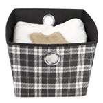 Load image into Gallery viewer, Home Basics Plaid Large Non-Woven Open Storage Bin with Grommet Handles, Black $6.00 EACH, CASE PACK OF 12
