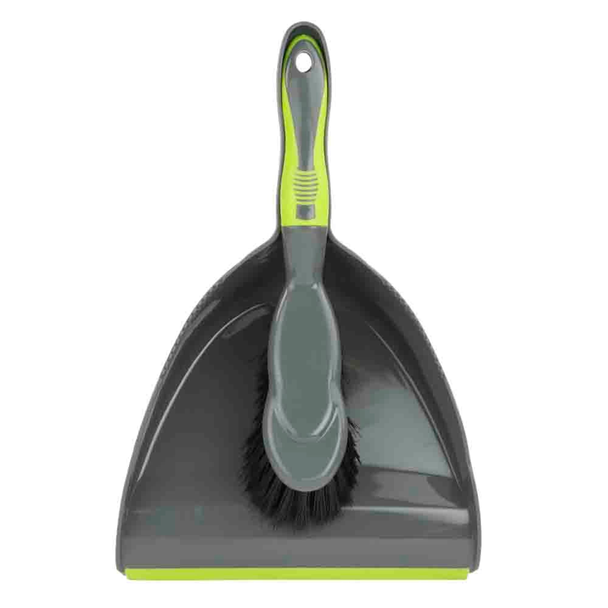 Home Basics Brilliant Dust Pan Set, Grey/Lime $4.00 EACH, CASE PACK OF 12