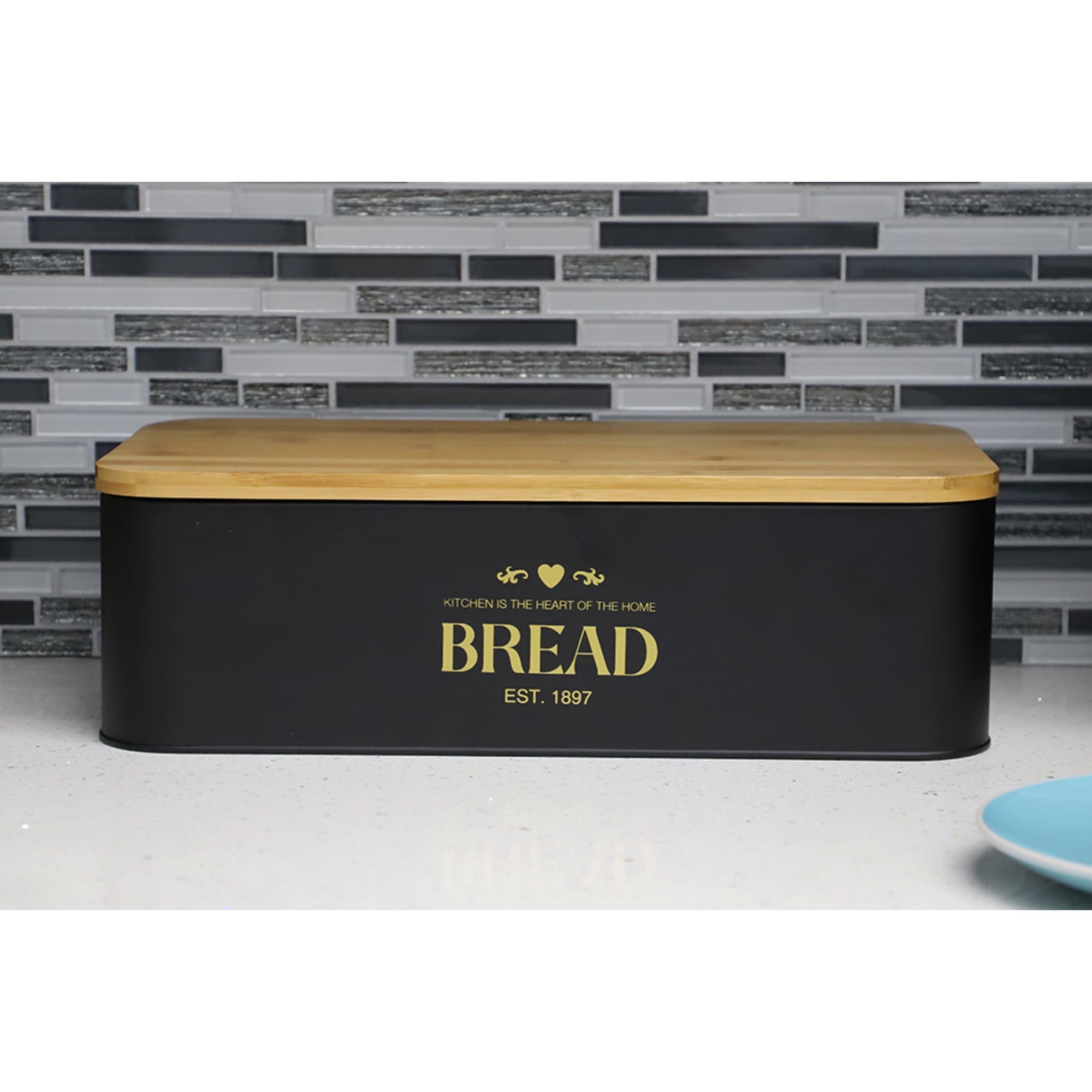 Home Basics Bistro Tin Bread Box with Bamboo Lid, Black $15.00 EACH, CASE PACK OF 4