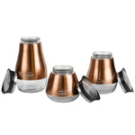 Load image into Gallery viewer, Home Basics 3-Piece Printed Canisters with See-Through Glass Base, Copper $20.00 EACH, CASE PACK OF 4
