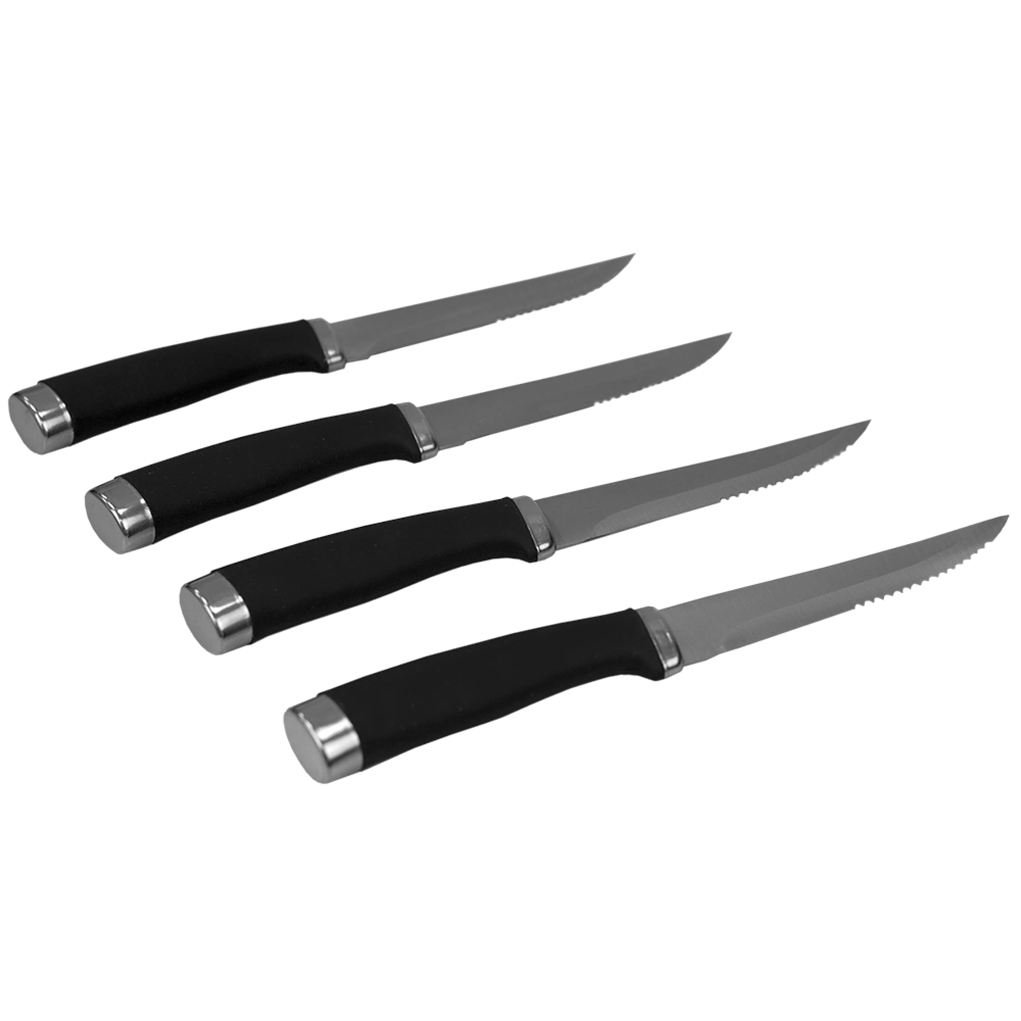 Home Basics Stainless Steel Steak Knives with Non-Slip Handles, (Set of 4),  Black $5.00 EACH, CASE PACK OF 12