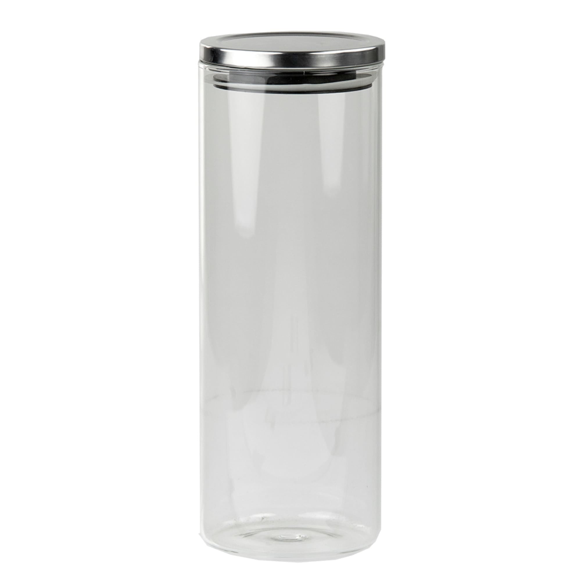 Home Basics 60 oz.  Borosilicate Glass Canister with Stainless Steel Top, Silver $5.00 EACH, CASE PACK OF 12
