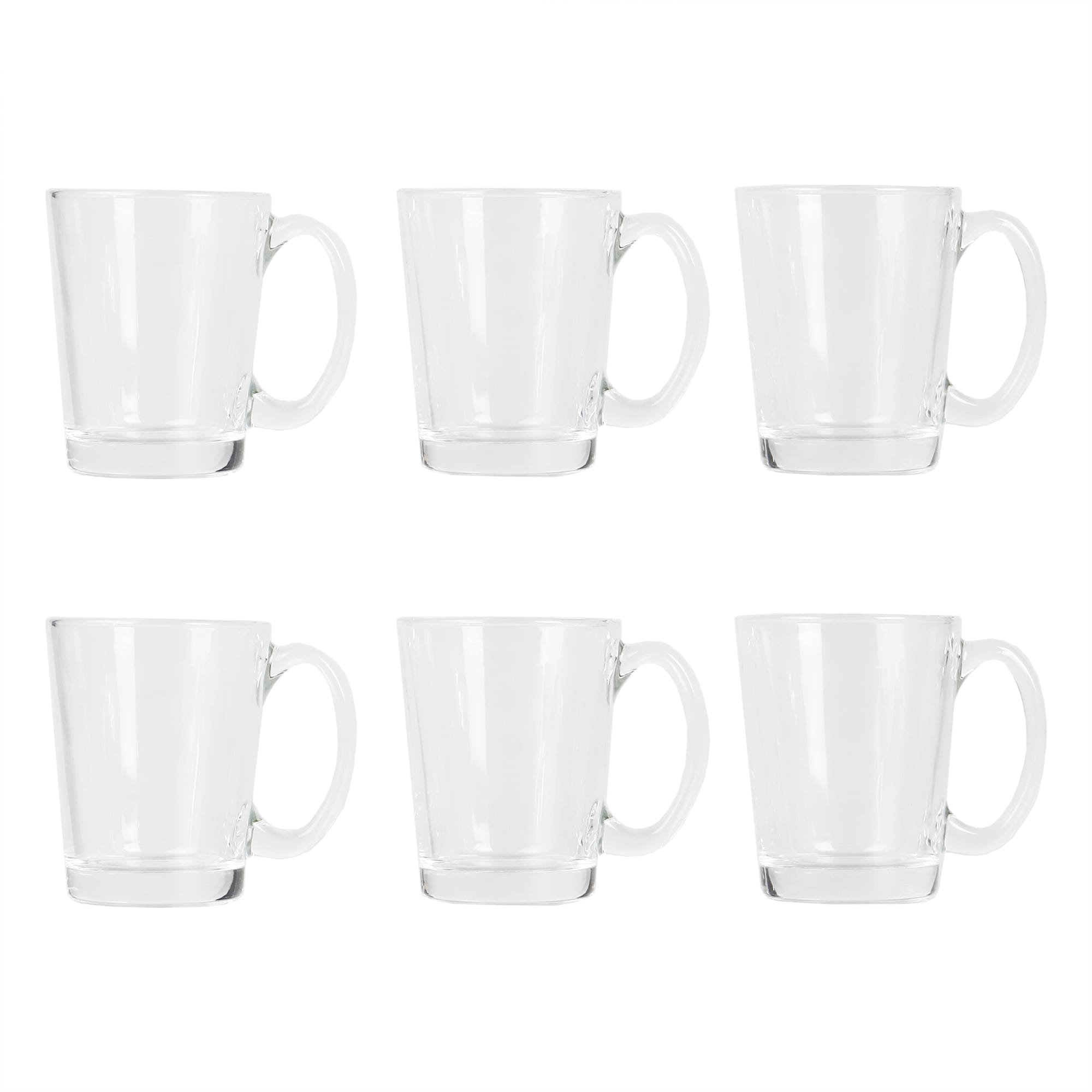 Home Basics Collins 9 oz Glass Mug Set, (Pack of 6), Clear