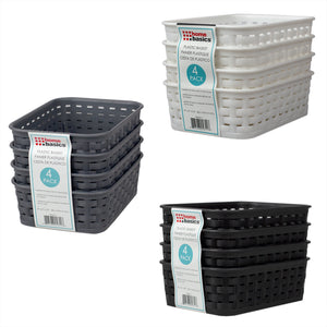 Home Basics Crossweave 7.75 x 5.25 x 2.5 Multi-Purpose Stackable Plastic  Storage Basket, (Pack of 4), STORAGE ORGANIZATION