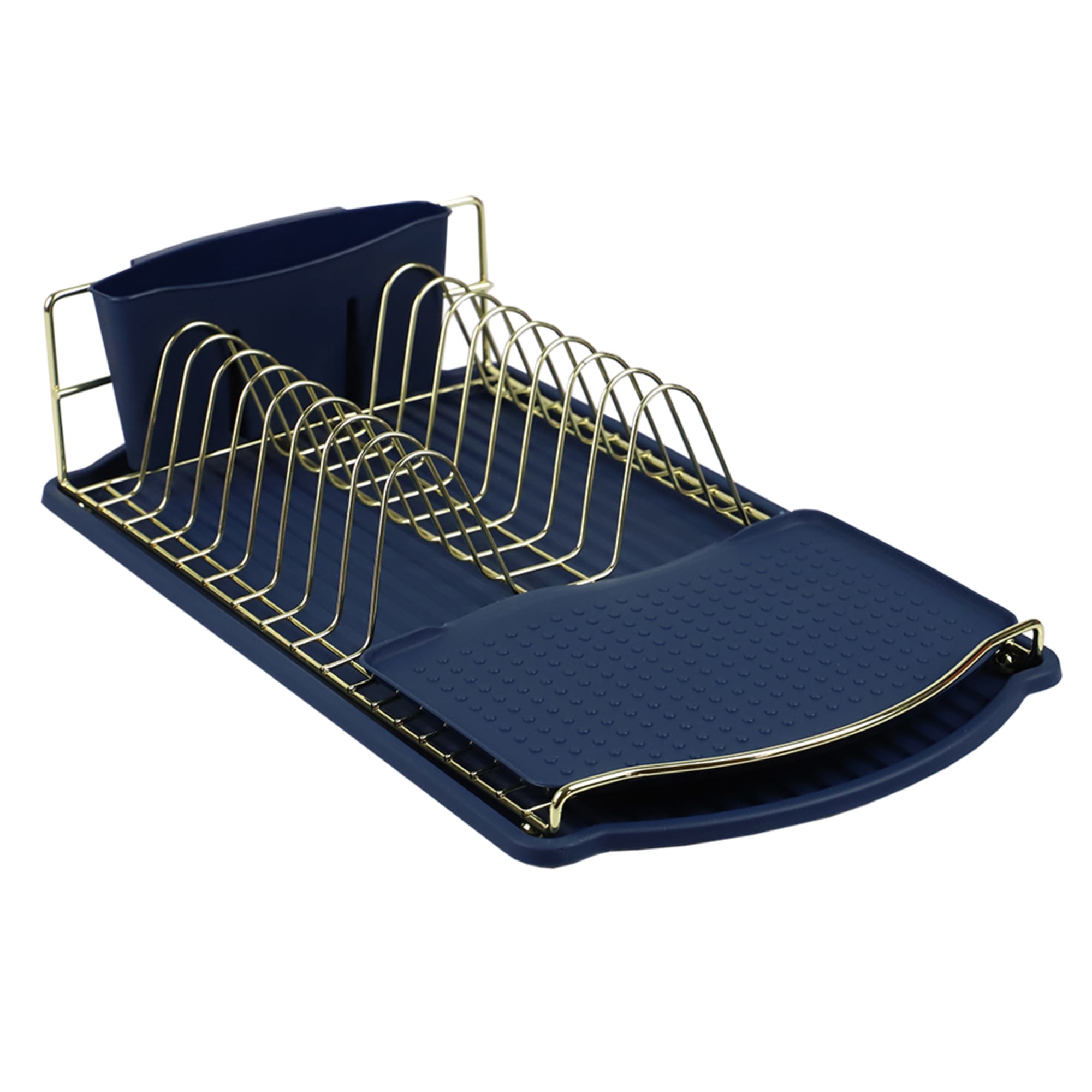 Michael Graves Design Gold Finish Steel Wire Compact Dish Rack with Oversized Utensil Holder, Indigo $12.00 EACH, CASE PACK OF 6
