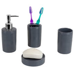 Load image into Gallery viewer, Home Basics Horizon 4 Piece Ceramic Bath Accessory Set, Grey $10 EACH, CASE PACK OF 12
