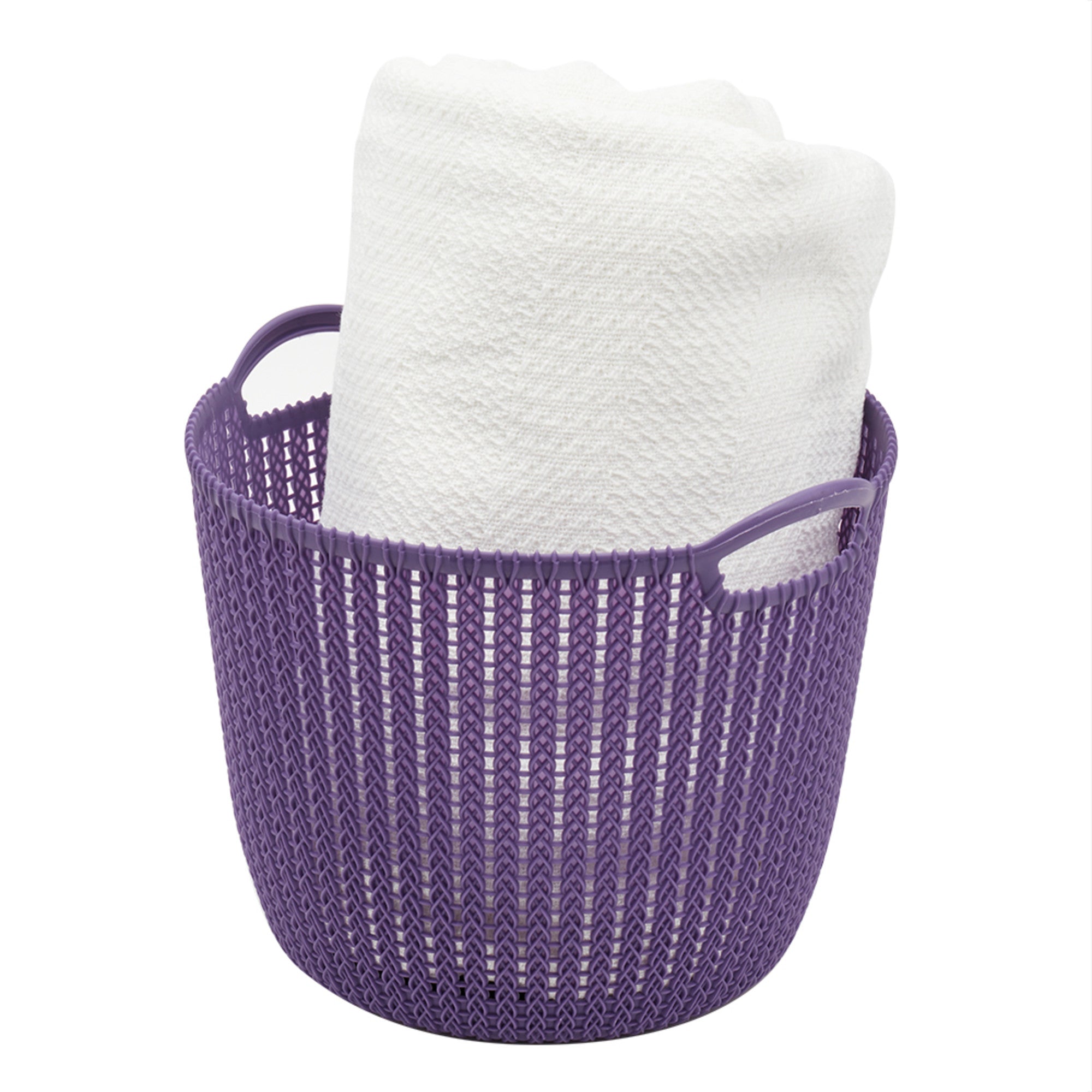 Home Basics Round Medium Crochet Plastic Basket - Assorted Colors