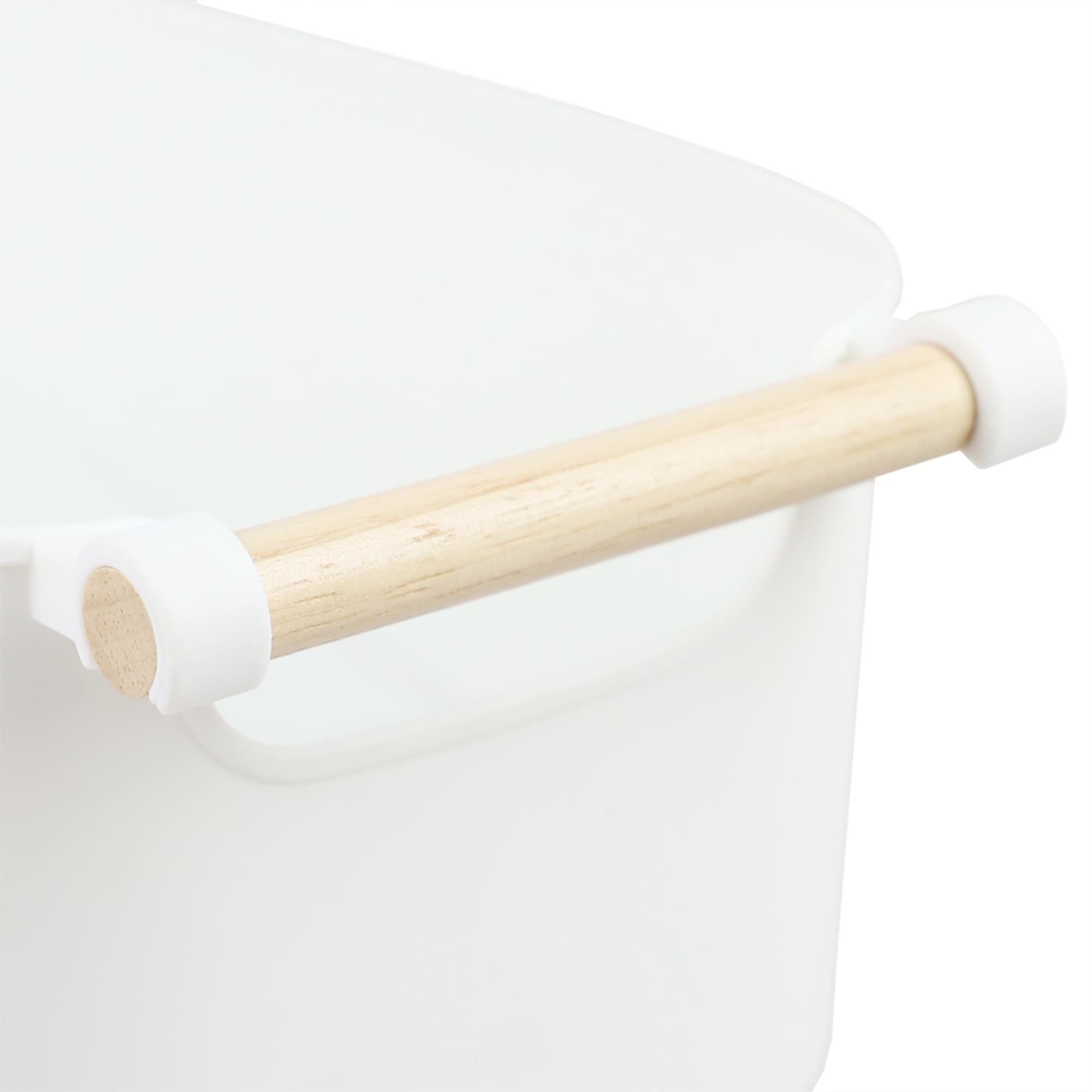 Home Basics Large Plastic Basket with Wooden Handle, White $10.00 EACH, CASE PACK OF 12