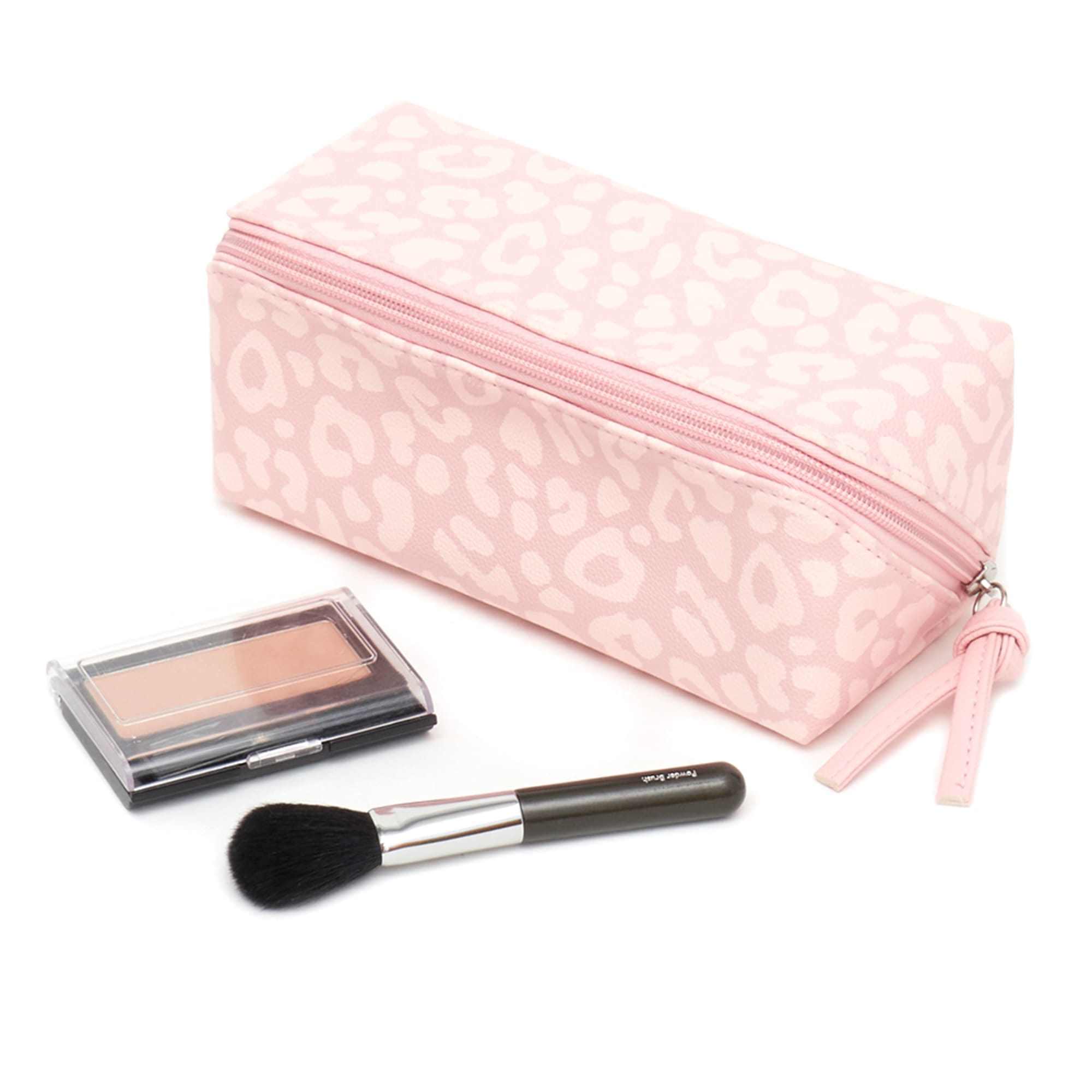 Home Basics Leopard Zippered Cosmetic Accessory Case, Pink $5.00 EACH, CASE PACK OF 12