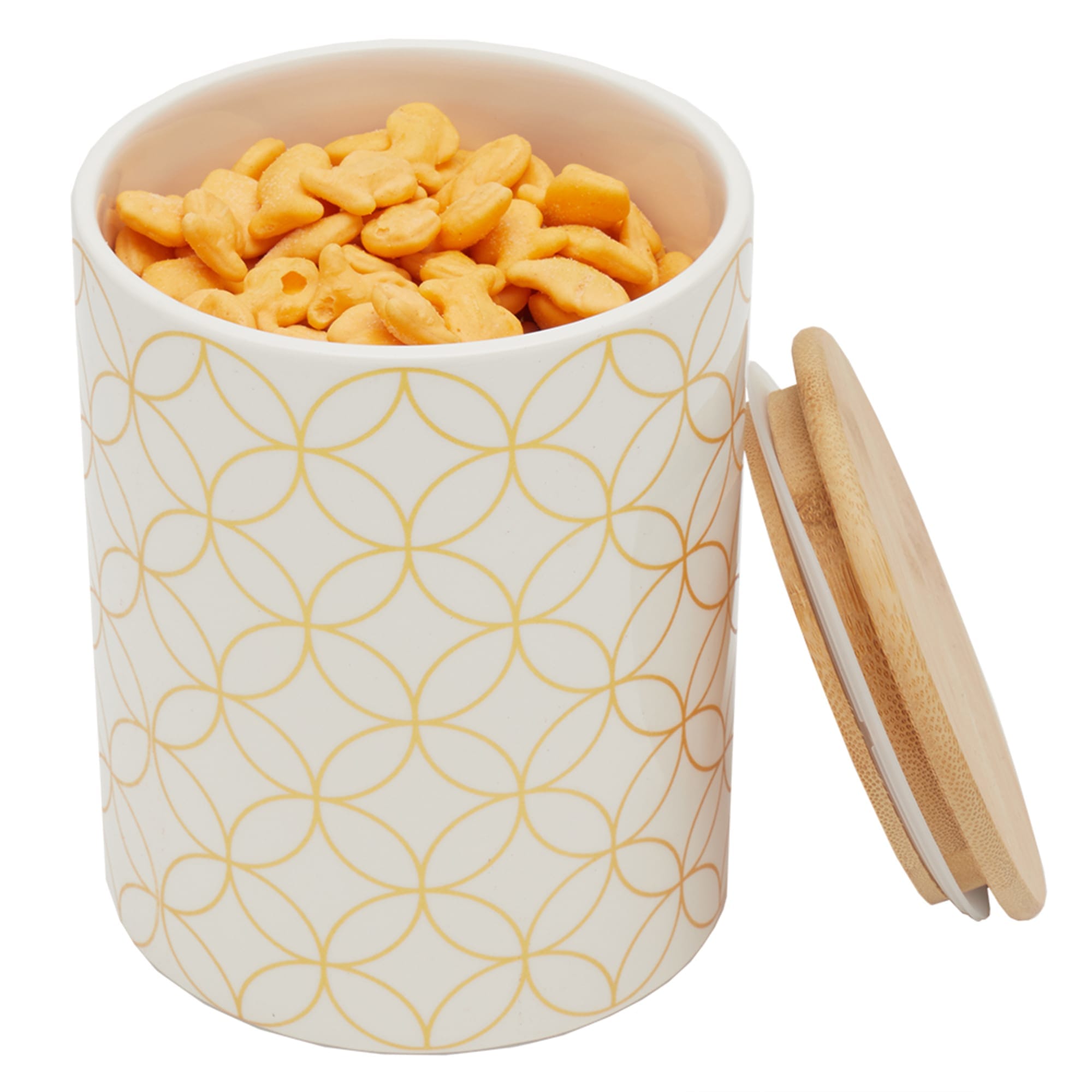 Home Basics Vescia Medium Ceramic Canister with Bamboo Top $6.00 EACH, CASE PACK OF 12