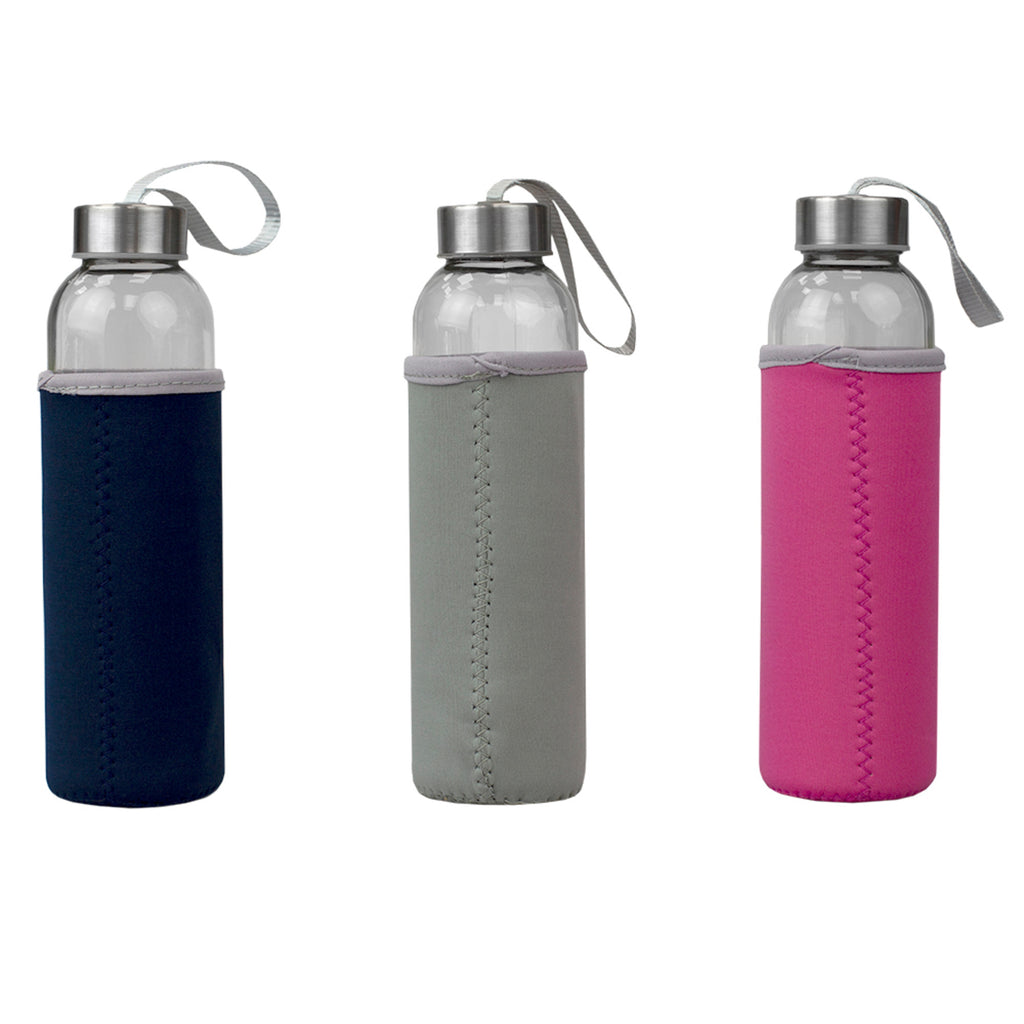 Home Basics Glass Travel Bottle with Insulator - Assorted Colors