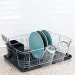 Load image into Gallery viewer, Home Basics 3 Piece Chrome Dish Rack Set, Black $15.00 EACH, CASE PACK OF 6
