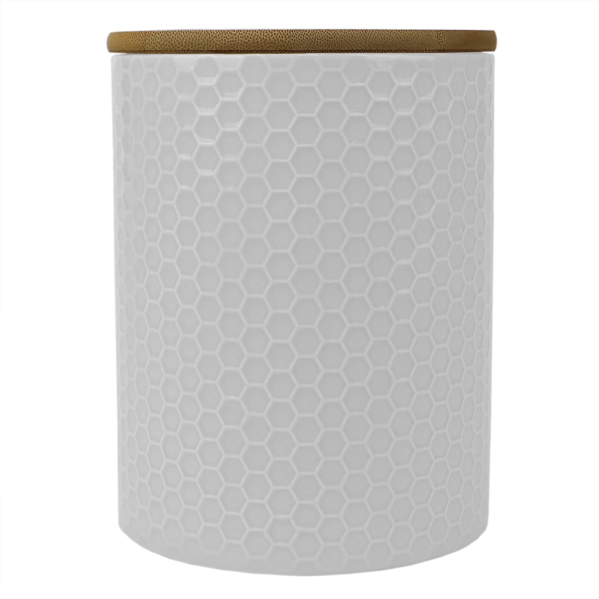 Home Basics Honeycomb Medium Ceramic Canister, White $6.00 EACH, CASE PACK OF 12