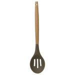 Load image into Gallery viewer, Home Basics Karina High-Heat Resistance Non-Stick Safe Silicone Slotted Spoon with Easy Grip Beech Wood Handle, Grey $2.50 EACH, CASE PACK OF 24
