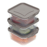 Load image into Gallery viewer, Home Basics Crystal 3 Piece Square Food Storage Containers with Locking Lids, (18.59 oz)
 $3 EACH, CASE PACK OF 12
