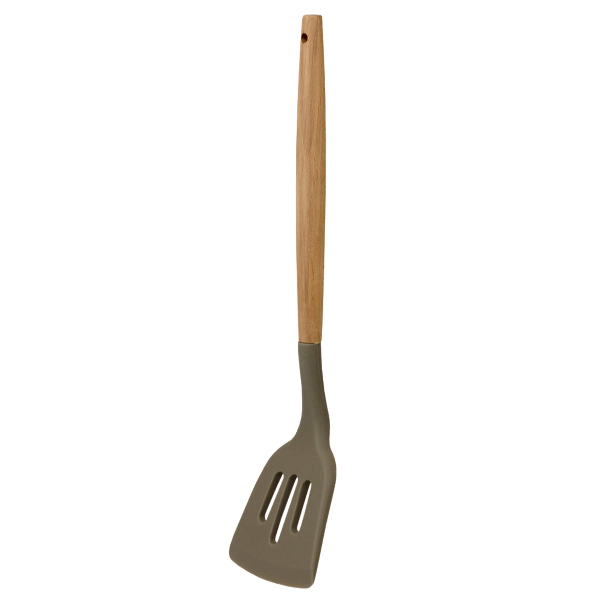 Home Basics Karina High-Heat Resistance Non-Stick Safe  Silicone Slotted Spatula with  Easy Grip Beech Wood Handle, Grey $2.50 EACH, CASE PACK OF 24