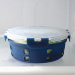 Load image into Gallery viewer, Michael Graves Design Round 32 Ounce High Borosilicate Glass Food Storage Container with Plastic Lid, Indigo $8.00 EACH, CASE PACK OF 12
